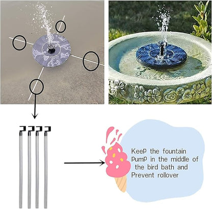 Solar Bird Bath Fountain Pump,Solar Fountain Pump with 7 Removable Nozzles and 4 Anti-Collision Bars,Solar Floating Fountain Pump for Bird Bath,Pond,Garden,Backyard Decoration,Outdoor ,Aquarium