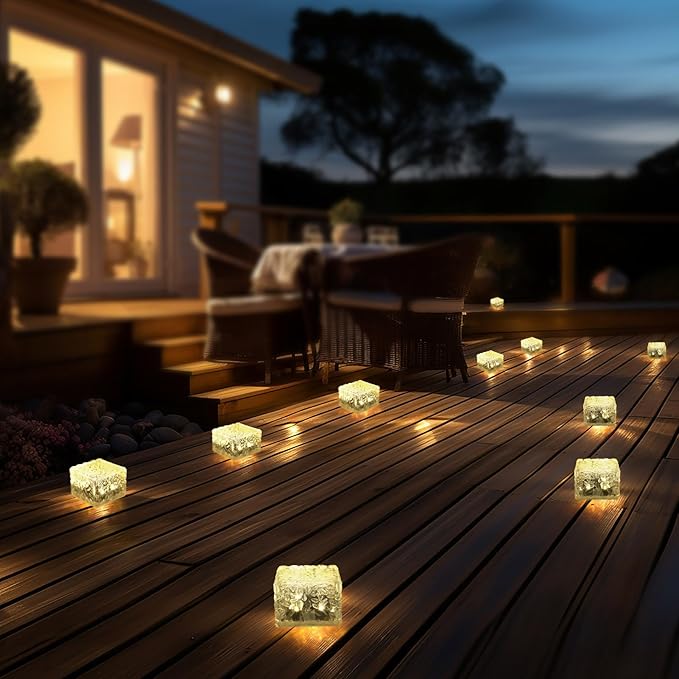 MLKNK Solar Brick Lights-Outdoor Solar Lights for Yard-Solar Brick Landscape Path Light 3 Pack LED Light Brick Garden Decor for Pathway Patio Walkway Backyard Decoration