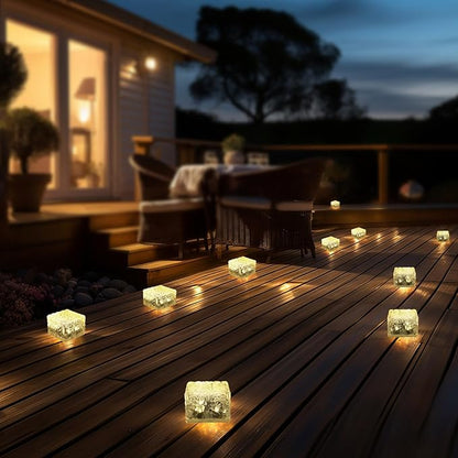MLKNK Solar Brick Lights-Outdoor Solar Lights for Yard-Solar Brick Landscape Path Light 3 Pack LED Light Brick Garden Decor for Pathway Patio Walkway Backyard Decoration