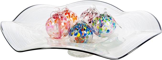 Dale Tiffany Hand Blown Glass, 3" Diameter Blush, Tree of Life Collection, Witch Globe Hanging Garden Indoor/Outdoor Decorative Ornament Gazing Ball