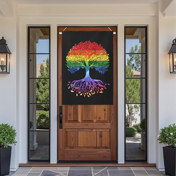 Gay Pride Flag for Outside House LGBTQ Rainbow Tree Life Garden Flags 28 x 40 Double Sided Large Lawn Seasonal Decorative