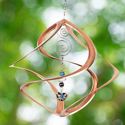 Red Carpet Studios 31042 Cosmix Wind Spinner Double Helix, Copper W/Heart Crystal, 14 Inch