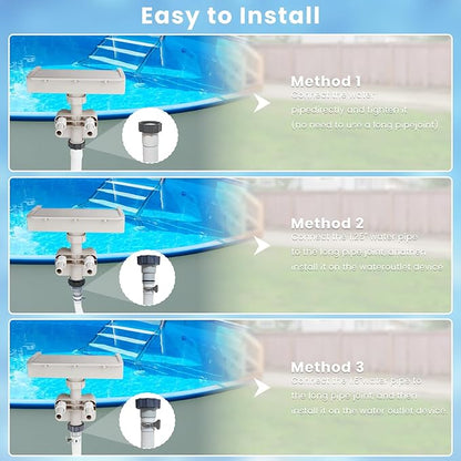 Pool Fountain Waterfall for Above Ground Pools with 7-Color LED Lights, Smooth Flowing Pool Waterfall for Outdoor Decor and Relaxation, Adjustable Width Fits Various Frame Pools (Led Light)