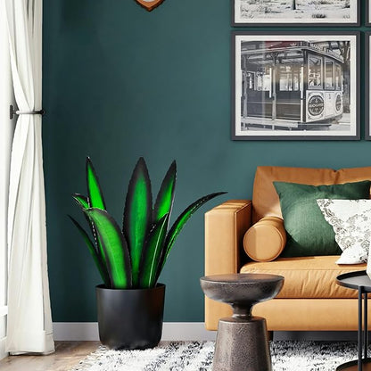 Metal Yard Art, Agave Plant Yard Decorations Outdoor Sculpture, Metal Flowers for Outside (Green)