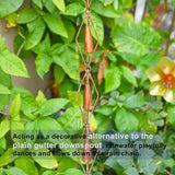 8.5 Feet Diamond & Bell Rain Chain for Outsides, Rain Catch Chains for Gutters Downspouts, Copper Patina Finish Iron