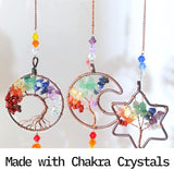 3pcs Rainbow Chakra Crystal Suncatcher Windows Hanging Tree of Life Sun Catchers Decor with Prisms for Car, Feng Shui Charms Decor for Home