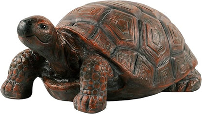 XBrand 21.3" L Brown and Black Concrete/MgO Walking Turtle Statue, Indoor or Outdoor Décor, Garden Décor, Turtle Statuary