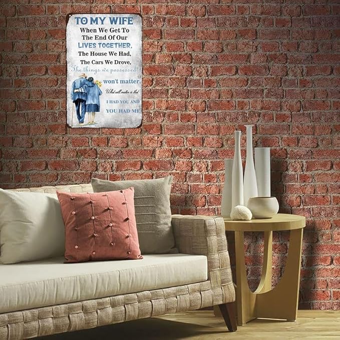 To My Wife Tin Sign Retro Art Poster Decora for Wife Family Room Wall Decoration for Home Bar Pub Man Cave Garage Funny Wall Decor 8x12 Inch
