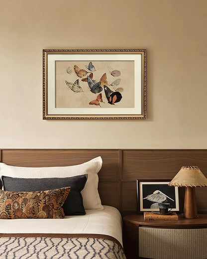 ARPEOTCY Vintage Gold Framed Large Wall Art, Classical Flying Butterflies Painting, Canvas Prints with Antique Picture Frame, Victorian Wall Decor for Nursery Living Room Bedroom 16x24 inch
