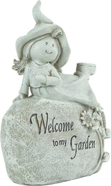 Northlight 7.5" Girl Laying on Rock Welcome to My Garden Outdoor Garden Statue