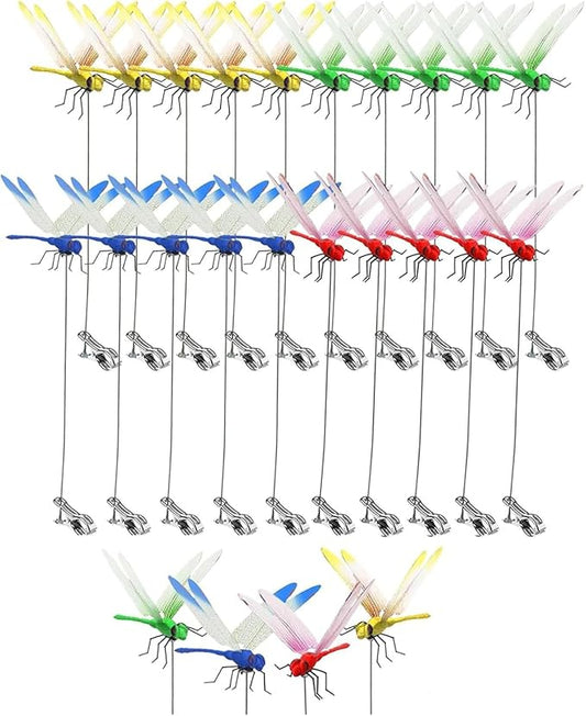 Upgrade 3D Simulation Fake Dragonfly Hat Clip to Keep Insects Away, 2026 New Plastic Dragonfly Garden Hummingbird Stakes with Sticks, Metal Garden Stakes Decorative Yard Ornaments Hat Golf Moving (16)