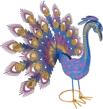 Peacock Garden Statue, Iron Sculpture Multicolor S - Elegant Outdoor Yard Decor, Weatherproof Patio Accent