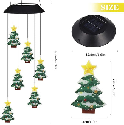 Christmas Tree Wind Chimes, Hanging Outdoor Christmas Decorations, Outdoor Christmas Decorations Solar Wind Chimes, Solar Christmas Hanging Decorations Xmas Holiday Party (Christmas Tree)
