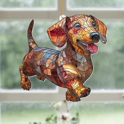Acrylic Dog Christmas Ornament 2025 – Dachshund Gift for Lovers, Pet Memorial Keepsake, Cute Puppy Tree Decoration, Clear Acrylic Hanging Ornament for Pet Owners, Stocking Stuffer for Dog Mon, Sun-35