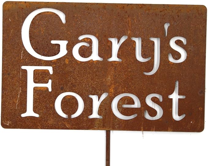 Classic Metal Garden Markers Clearance Items 20 to 33 Inches Tall (Gary's Forest 23", Naturally Rusted)