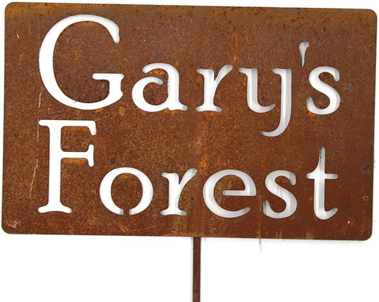 Classic Metal Garden Markers Clearance Items 20 to 33 Inches Tall (Gary's Forest 23", Naturally Rusted)