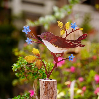 Wrought Iron Bird Decoration Metal Iron Art Animal Bird Hanging Ornaments Cute Bird Art Iron Sculpture Creative Outdoor Silhouettes Garden Crafts for Garden (red Blue)