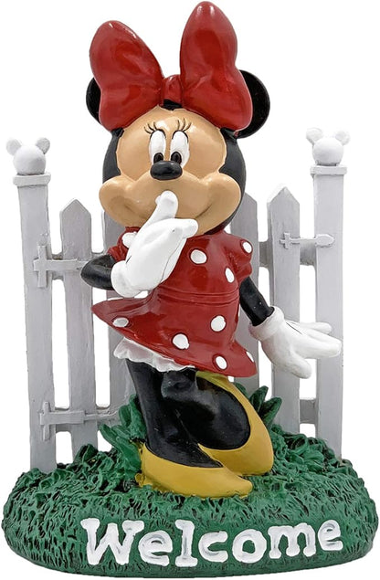 Disney Minnie Mouse Welcome Gate Everyday Outdoor Garden Statue, 7 inches Tall, Officially Licensed Disney Product