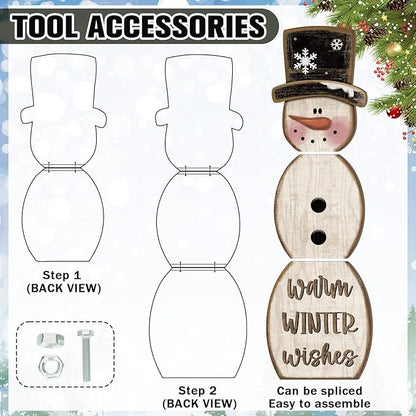 Winter Snowman Porch Sign Wooden Porch Decor Winter Christmas Nutcracker Snowman Front Door Welcome Standing Sign for Xmas Farmhouse Outdoor Yard Wall Hanging Decorations(42 Inch,Rustic)