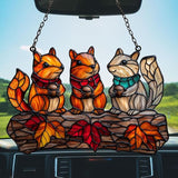 Autumn Squirrel Acrylic Suncatcher Stained Glass Effect Window Car Hanging Christmas Ornament Indoor Outdoor Decor Garden Sun Catcher Panel for Acrylic Suncatcher Lover for Women Mom Grandma