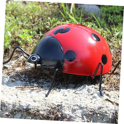 balacoo 1pc Seven Star Ladybug Ornament Animal Garden Statues Iron Ladybug Ladybugs Wall Sculptures Metal Ladybug Wall Art Outdoor Fencing Decor Ladybug Crafts Iron Parts Red Beetle, 29X22X11CM