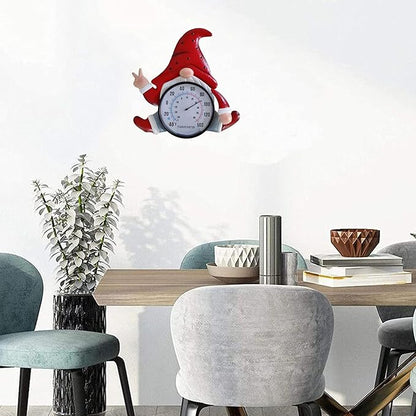 Metal Gnome Thermometer Indoor Outdoor Wall Art Decor Plaque Sculpture Hanging Mounted for Living Room Bedroom Kitchen Workroom Patio, Waterproof,No Battery Required