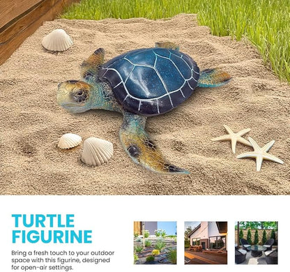 Resin Sea Turtle Decorative Statue - 16x15 Inch Tropical Wall and Garden Art -Ocean-Themed Décor for Home - Beach House - Coastal - Marine Enthusiasts