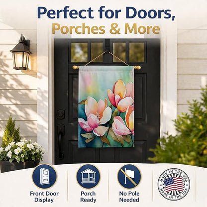 Caroline's Treasures Mississippi Magnolia in Watercolor House Flag Large Porch Sleeve Pole Decorative Outside Yard Banner Artwork Wall Hanging, Polyester, House Size, Multicolor