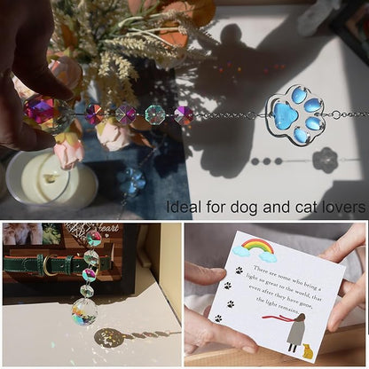 Dog Memorial Gifts for Loss of Dog, Pet Loss Sympathy Gift, Pet Memorial Suncatcher for Car/Window Hanging Ornament Pet Memorial Gifts for Dogs/Cats