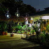Powstro Solar Hanging Lamp, Wind Sparkling Crystal Ball Color Changing LED Ornament for Lawns and Gardens