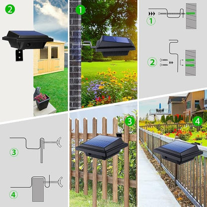 Gutter Solar Patio Decor Lights, 40 LED Deck Outdoor Waterproof Fence for Wall Backyard Porch, Pool, Step Stairs, Yard, Garden, Pathway (6 Pack-Black, Cool White)