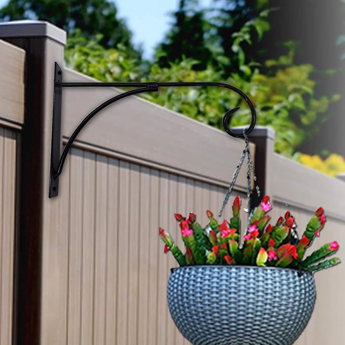 RONYOUNG 4PCS Hanging Plant Bracket 10"x6" Metal Wall Mount Hanger Indoor Outdoor Home Decorative Hook for Hanging Plant Flower Basket Pot Birdcage Lantern Bird Feerder Wind Chimes