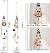 2 Pcs Crystal Hanging Ornaments, Sun & Moon Crystal Suncatcher, Hanging Crystals for Decoration, Window Ornament, Home Decoration, Ideal Gift