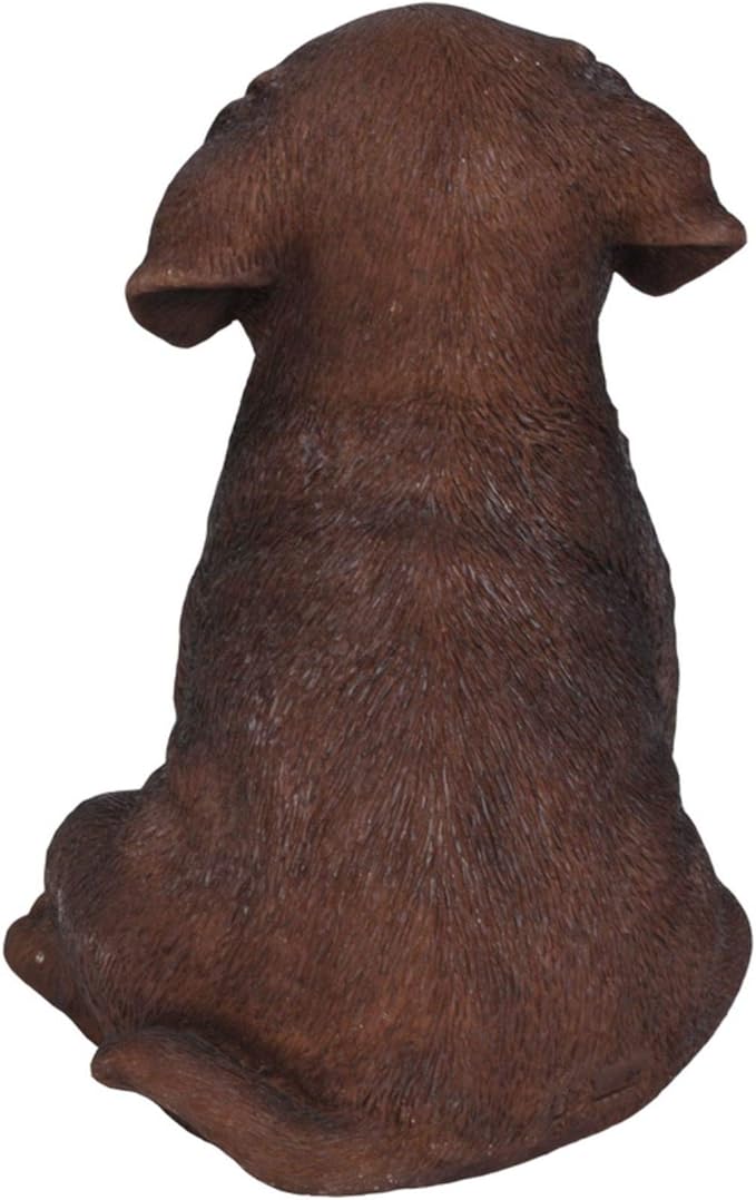 HI-LINE Sitting Labrador Puppy Outdoor Garden Statue - 6.5" - Brown