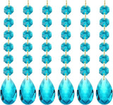 PATIKIL Teardrop Crystal Chandelier Pendants Beads, 6 Pack 160mm Length 38mm Chandelier Prisms Parts Ornaments Hanging Beads for DIY Arts Crafts Decoration, Navy Blue