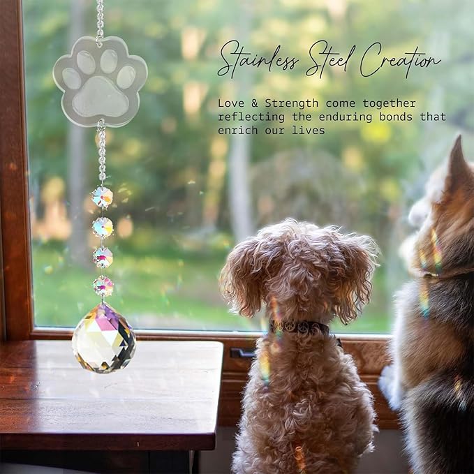 Dog Memorial Gifts for Loss of Dog, K9 Crystal Suncatcher Rainbow Maker Pet Memorial Gifts for Dogs/Cats, Handmade Sun Catcher Window Hanging for Pet Lovers,Thoughtful Pet Loss Sympathy Gift