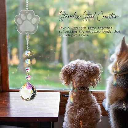 Dog Memorial Gifts for Loss of Dog, K9 Crystal Suncatcher Rainbow Maker Pet Memorial Gifts for Dogs/Cats, Handmade Sun Catcher Window Hanging for Pet Lovers,Thoughtful Pet Loss Sympathy Gift