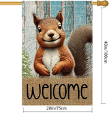 Spring Summer Garden Flag Welcome Garden Flags 28x40 inch Double Sided Small Burlap Squirrel Decor Yard Lawn Outdoor Home Decoratio