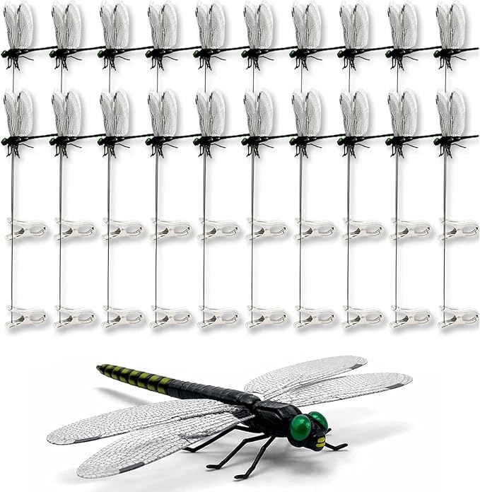 2026 New 40 Pcs Dragon Fly Clips for Bugs Repellent, 3D Artificial Dragonfly Hat Clip, Dragonfly Garden Decor (20PCS)
