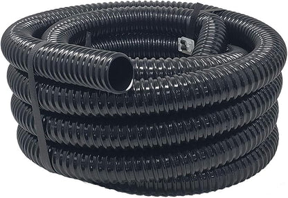 Sealproof Kinkproof 1-1/2" Dia Waterfall, Pond Tubing, 1-1/2-Inch ID, 20 FT, Black Corrugated PVC Strong Flexible Tubing, Made in USA