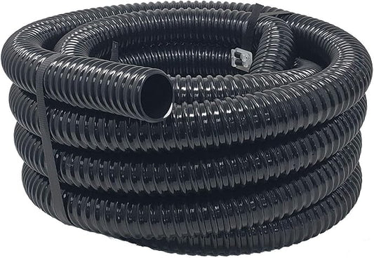 Sealproof Kinkproof 1-1/2" Dia Waterfall, Pond Tubing, 1-1/2-Inch ID, 20 FT, Black Corrugated PVC Strong Flexible Tubing, Made in USA