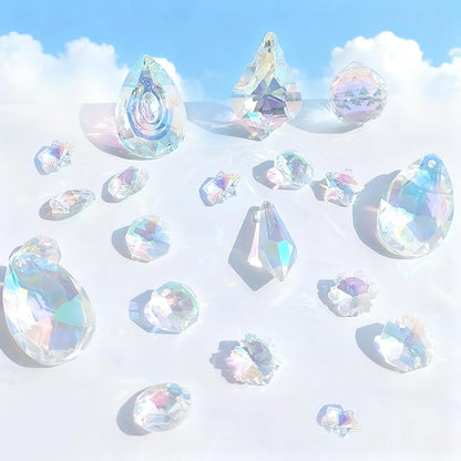 DIY Suncatcher Making Kits, 200 pcs Silver Crystal Sun Catchers Crafts with Hooks Chains Pendants Rainbow Maker for Window Hanging Prism Indoor Outdoor Garden Party Decor