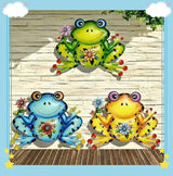 HEAVYSEVEN Metal Frog Wall Art Garden Iron Craft for Indoor/Outdoor Decoration, Suitable for Home Garden Room Decors (Yellow)