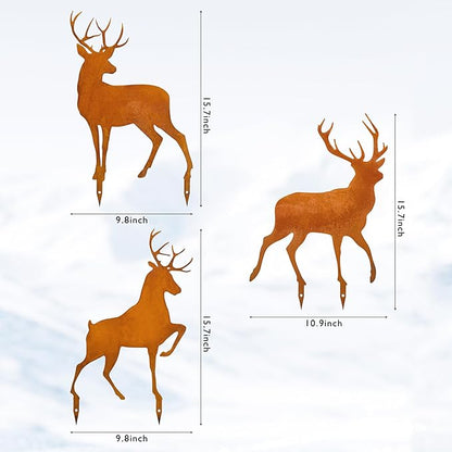 Metal Deer Garden Decor Durable Metal Yard Art Ideal Deer Statue Accessories for Home and Outdoor Antler Decor