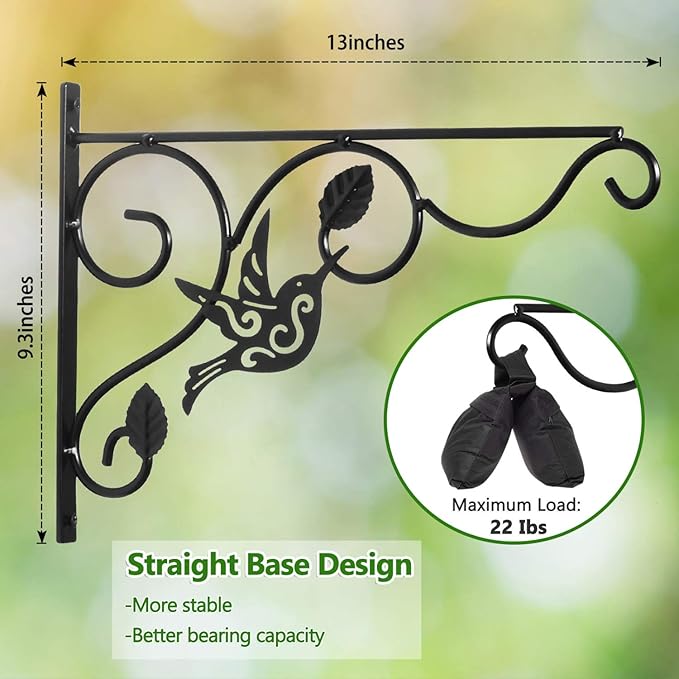 Vumdua Hanging Plants Bracket, 2 Pack 12 inch Wall Planter Hook with Iron Screws Included, Decorative Plant Hanger for Bird Feeders, Wind Chimes Indoor, Flower Pot, Lantern, Outdoor Indoor Patio Decor