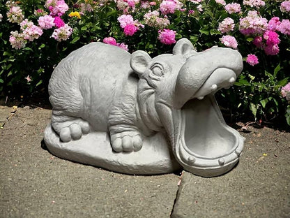 Concrete Tropical Hippo Statue Outdoor Garden Art