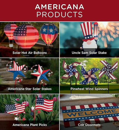 Regal Art & Gift Americana Pinwheel Spinner Stake, Patriotic Metal Wind Sculpture, Weather-Resistant Decorative Kinetic Yard Art for Outdoor Garden and Lawn – Flag