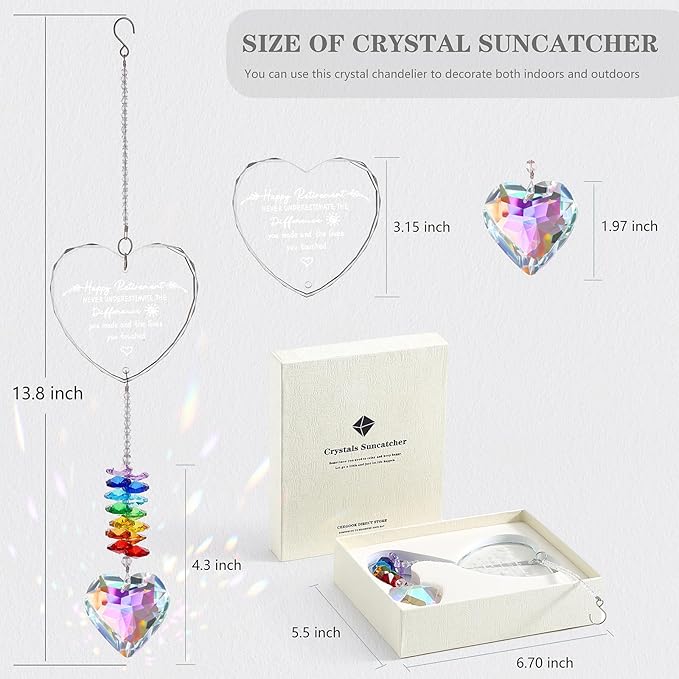 Retirement Gift Crystal Suncatcher, Retirement Gifts for Women, Gifts for Retired Friend Coworker Nurse Boss Teacher