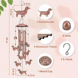 Dachshund Dog Wind Chimes Outdoor Weiner Dog Gifts for Women Men Mom Dad Best Birthday Unique Gardening Gifts Metal WindChimes for Outside/Indoors, Lawn, Patio, Home, Yard Decor, Garden Decorations