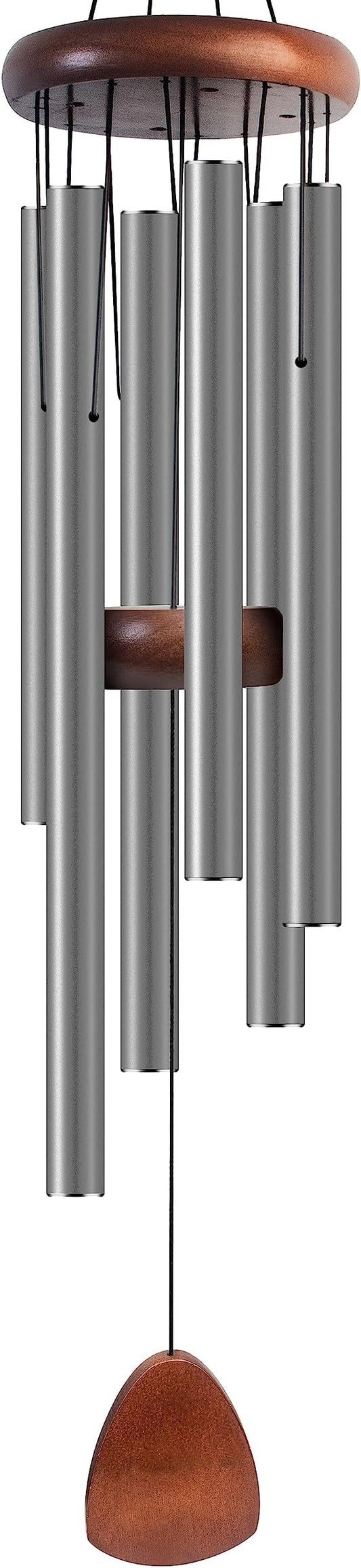 Bursvik Large Aluminium Wind Chimes 37 Inches to Create a Zen Atmosphere Suitable for Outdoor, Garden, Patio Decoration. Classic Wind Chimes with Wind Catcher Suitable as A Gift for Unisex,Silver Grey